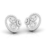 Pear & Round Diamond Leaf Stud Earrings