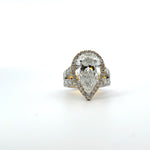 5 Carat Pear Solitaire Diamond Ring With Halo Design
