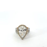 5 Carat Pear Solitaire Diamond Ring With Halo Design