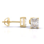 1 Carat Each Radiant Solitaire Earrings