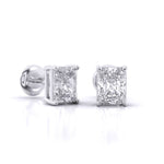 1 Carat Each Radiant Solitaire Earrings