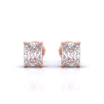 1 Carat Each Radiant Solitaire Earrings