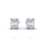 1 Carat Each Radiant Solitaire Earrings