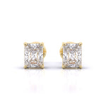 1 Carat Each Radiant Solitaire Earrings