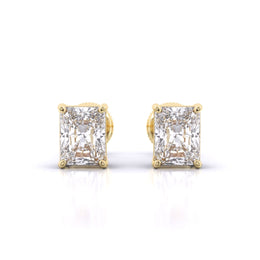 1 Carat Each Radiant Solitaire Earrings