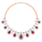 Red Gemstone and Diamond Necklace