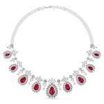 Red Gemstone and Diamond Necklace