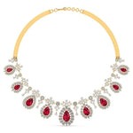 Red Gemstone and Diamond Necklace