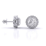 Round Brilliant Cut Diamond Halo Earrings