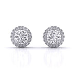 Round Brilliant Cut Diamond Halo Earrings