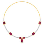 Round Cut Diamond & Gemstone Necklace