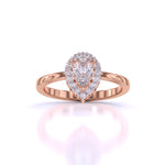 Simple Teardrop Halo Diamond Ring