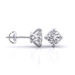 2 Carat Each Sleek Solitaire Diamond Studs