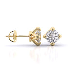2 Carat Each Sleek Solitaire Diamond Studs