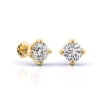 2 Carat Each Sleek Solitaire Diamond Studs