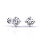 2 Carat Each Sleek Solitaire Diamond Studs
