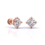 2 Carat Each Sleek Solitaire Diamond Studs
