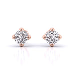 2 Carat Each Sleek Solitaire Diamond Studs
