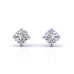 2 Carat Each Sleek Solitaire Diamond Studs