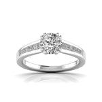 1 Carat Solitaire With Side Diamond Ring