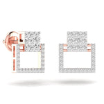 Square Style Round Cut Diamond Earring Studs