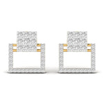 Square Style Round Cut Diamond Earring Studs