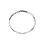 Sterling Leaf Design Diamond Bangle