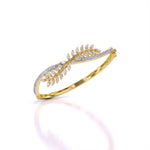 Sterling Leaf Design Diamond Bangle