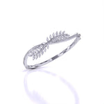 Sterling Leaf Design Diamond Bangle