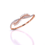 Sterling Leaf Design Diamond Bangle