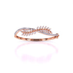 Sterling Leaf Design Diamond Bangle
