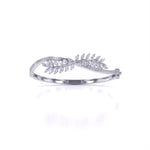 Sterling Leaf Design Diamond Bangle