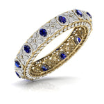 Exquisite Diamond & Blue Gemstone Bangle
