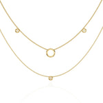 Triple Layer Chain Necklace with Circles