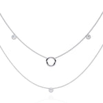 Triple Layer Chain Necklace with Circles