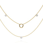 Triple Layer Chain Necklace with Circles