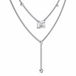 Two-Tier Silver Chain Necklace with Crystal Accents