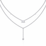 Two-Tier Silver Chain Necklace with Crystal Accents