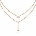 Two-Tier Silver Chain Necklace with Crystal Accents