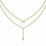 Two-Tier Silver Chain Necklace with Crystal Accents