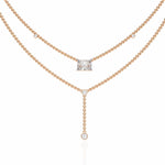 Two-Tier Silver Chain Necklace with Crystal Accents
