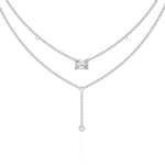 Two-Tier Silver Chain Necklace with Crystal Accents