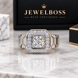 JEWELBOSS Men’s Iced-Out Moissanite Ring – Men's Collection