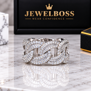 JEWELBOSS Men’s Interlocking Link Moissanite Ring –MEN'S COLLECTION