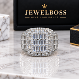 JEWELBOSS Men’s Baguette Grid Moissanite Ring – MEN'S COLLECTION