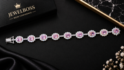JEWELBOSS Pink Oval Halo Tennis Bracelet – Women’s Collection