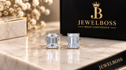 Jewelboss Emerald-Cut Solitaire Stud Earrings -Unisex