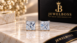 Jewelboss Princess-Cut Solitaire Stud Earrings - Unisex