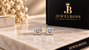 Jewelboss Princess-Cut Solitaire Stud Earrings-Unisex