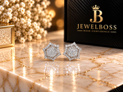 Unisex Diamond Floral Stud Earrings